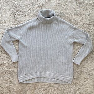 J. Crew Women’s Rib Knit Turtleneck Sweater Gray Cotton/Cashmere Blend Size XS